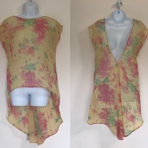 Hi lo sheer Tye due top with deep v back